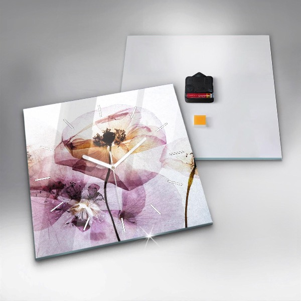 Zegar na ścianę kwadratowy Suche kwiaty maki