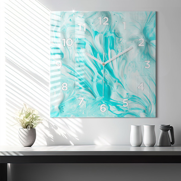 Zegar na ścianę kwadratowy Niebieska abstrakcja