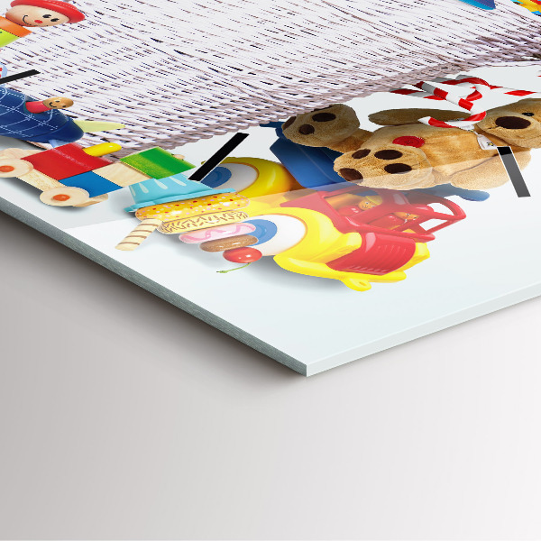 Zegar na ścianę kwadratowy Wiklinowy kosz z zabawkami