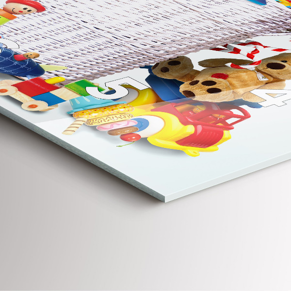 Zegar na ścianę kwadratowy Wiklinowy kosz z zabawkami