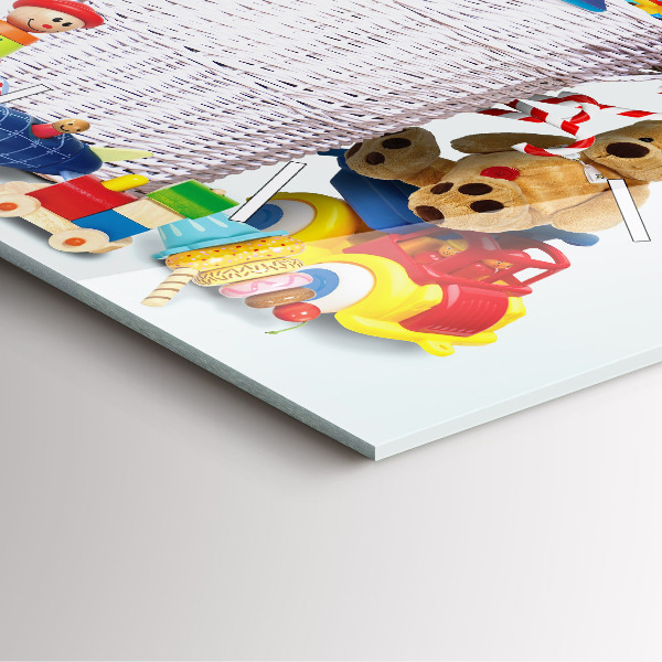 Zegar na ścianę kwadratowy Wiklinowy kosz z zabawkami