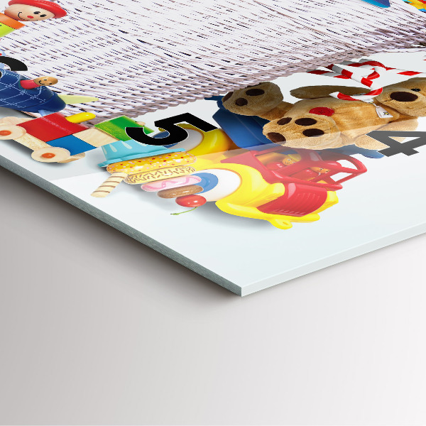 Zegar na ścianę kwadratowy Wiklinowy kosz z zabawkami