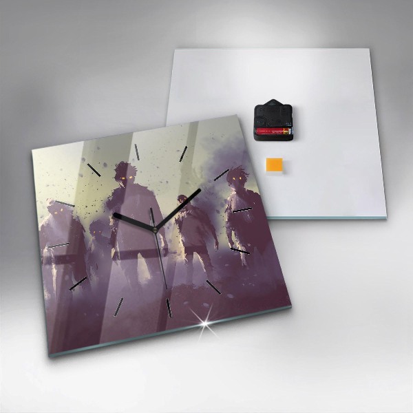 Zegar na ścianę kwadratowy Zombie w nocy – halloween