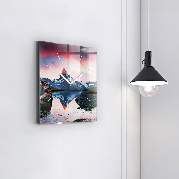 Zegar na ścianę kwadratowy Stellisee Matterhorn jezioro