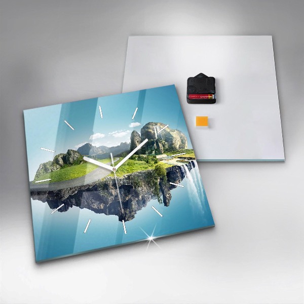 Zegar na ścianę kwadratowy Latająca wyspa