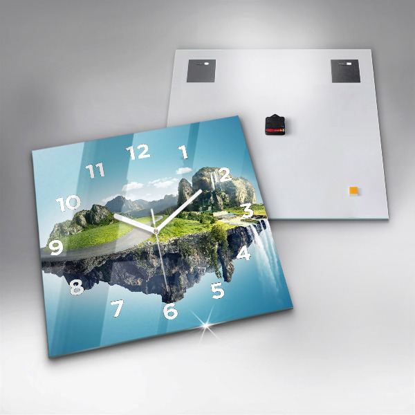 Zegar na ścianę kwadratowy Latająca wyspa