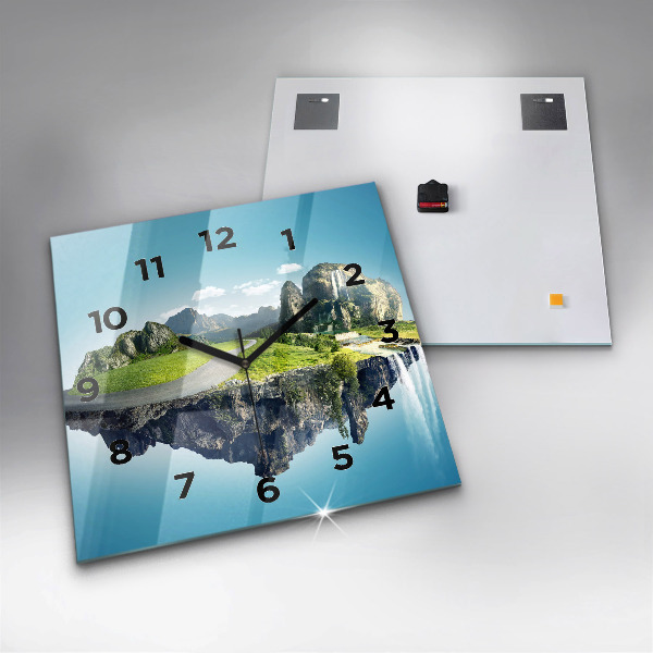 Zegar na ścianę kwadratowy Latająca wyspa