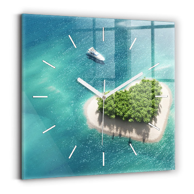 Zegar na ścianę kwadratowy Wyspa serce