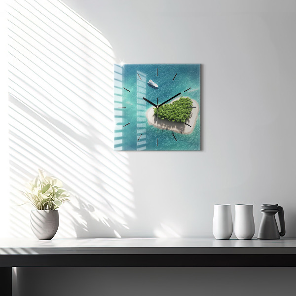 Zegar na ścianę kwadratowy Wyspa serce