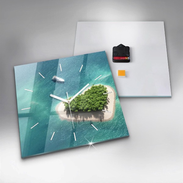 Zegar na ścianę kwadratowy Wyspa serce