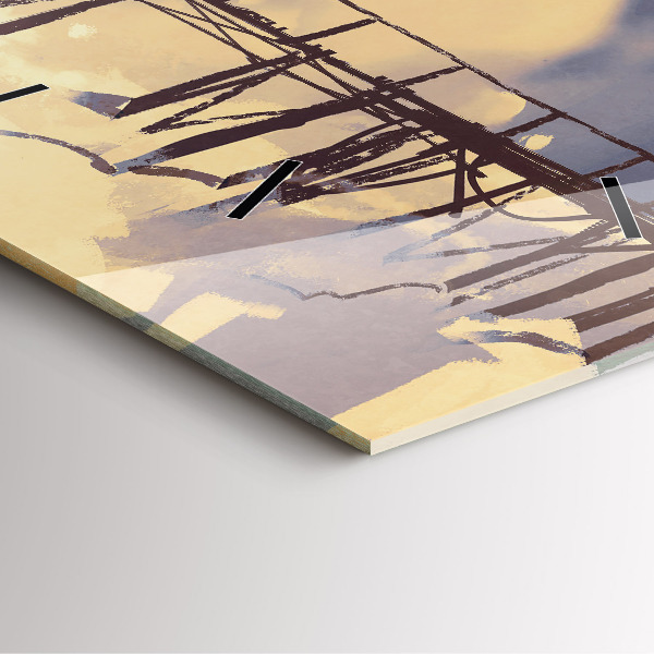 Zegar na ścianę kwadratowy Człowiek na starym moście