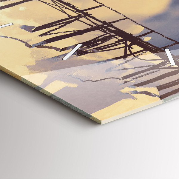 Zegar na ścianę kwadratowy Człowiek na starym moście