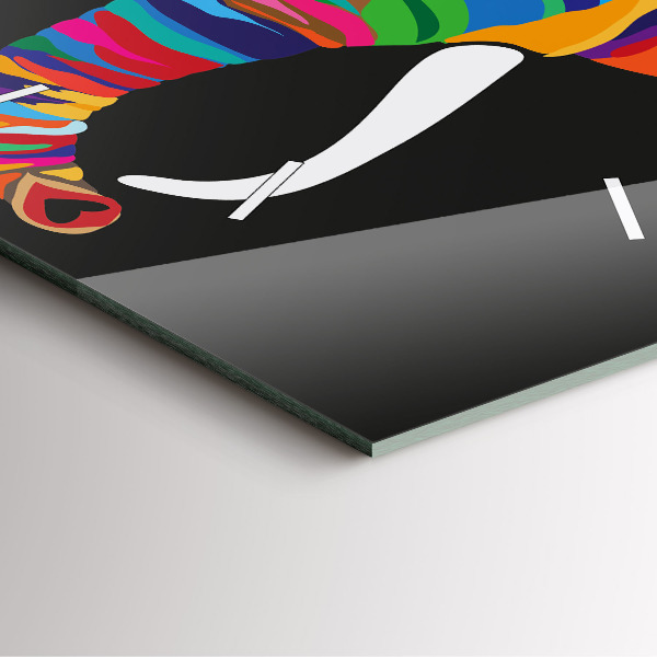 Zegar na ścianę kwadratowy Kolorowy słoń