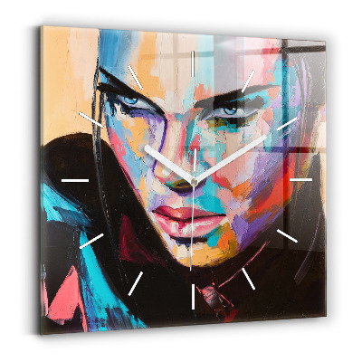 Zegar na ścianę kwadratowy Portret kobiety