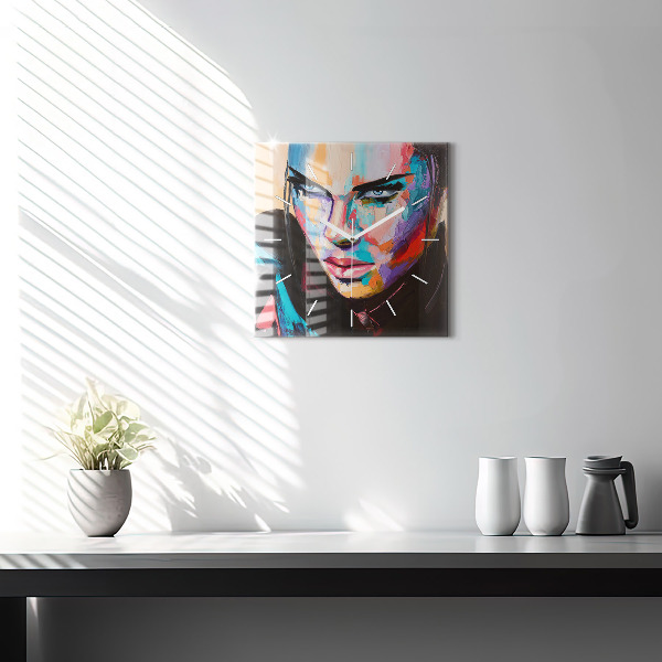 Zegar na ścianę kwadratowy Portret kobiety