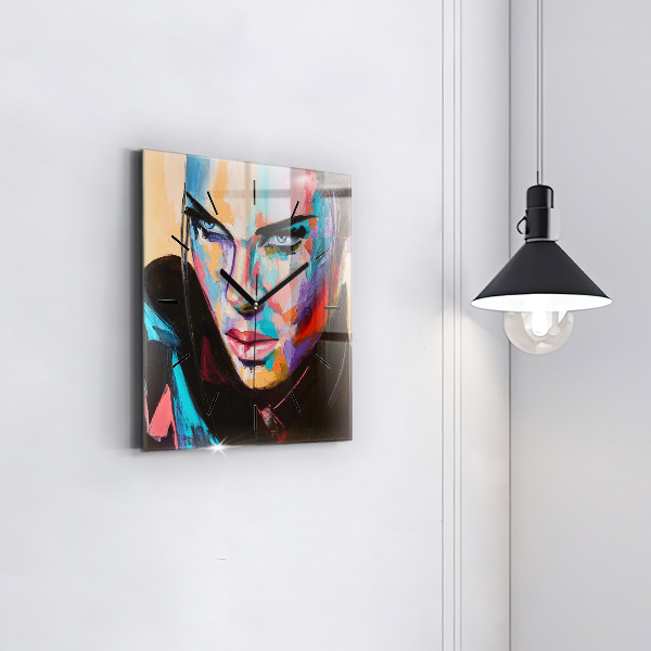 Zegar na ścianę kwadratowy Portret kobiety