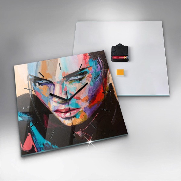 Zegar na ścianę kwadratowy Portret kobiety
