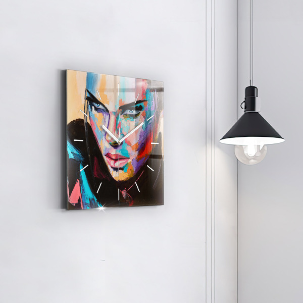 Zegar na ścianę kwadratowy Portret kobiety