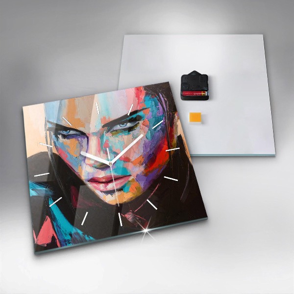 Zegar na ścianę kwadratowy Portret kobiety