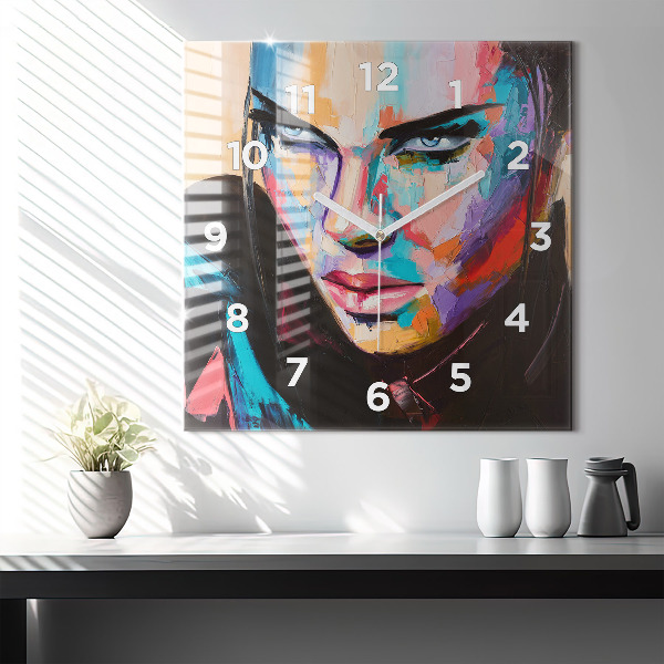 Zegar na ścianę kwadratowy Portret kobiety