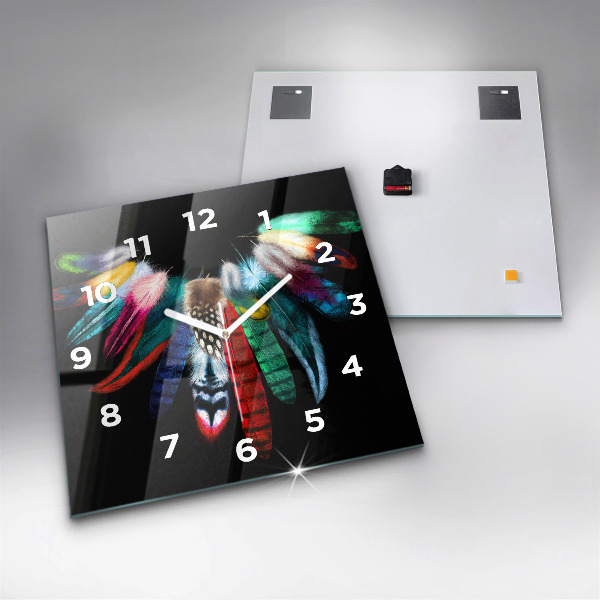Zegar na ścianę kwadratowy Kolorowe pióra ptaka