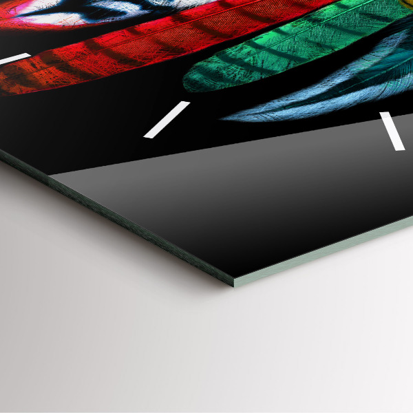 Zegar na ścianę kwadratowy Kolorowe pióra ptaka