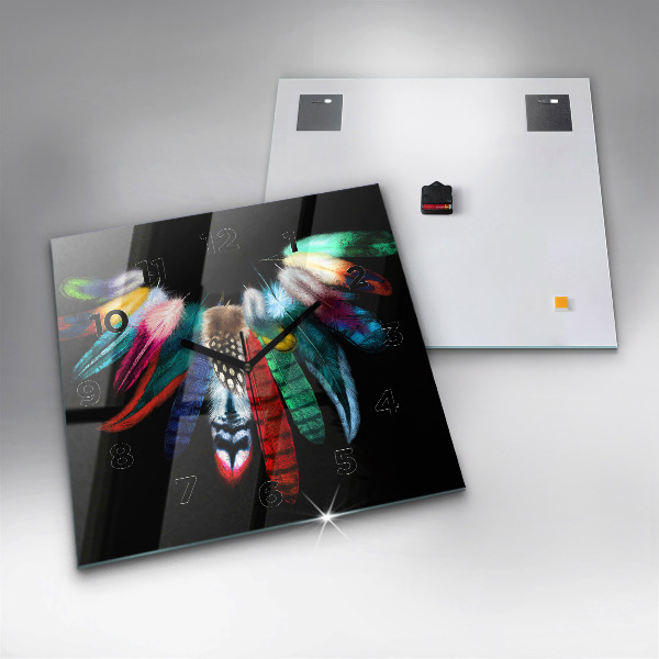 Zegar na ścianę kwadratowy Kolorowe pióra ptaka