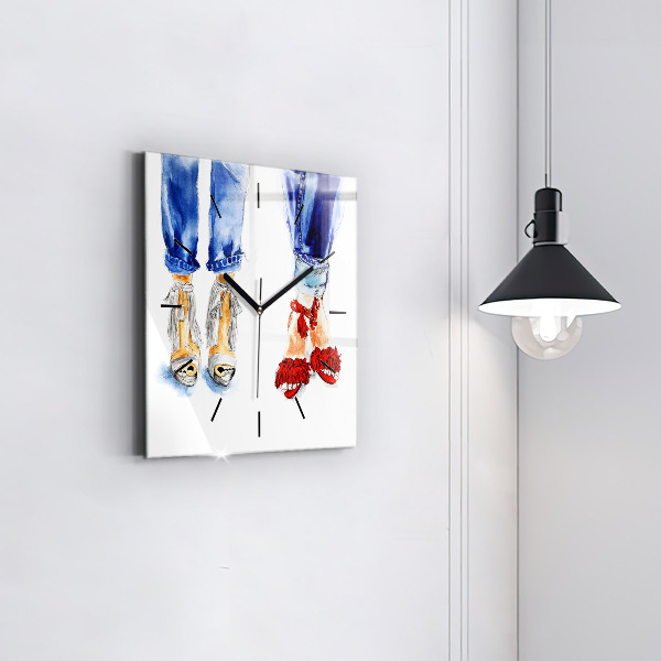 Zegar na ścianę kwadratowy Kobiece Szpilki
