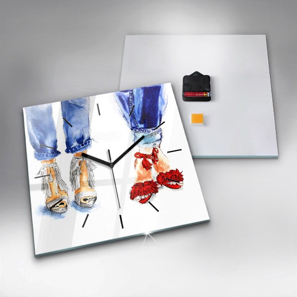 Zegar na ścianę kwadratowy Kobiece Szpilki