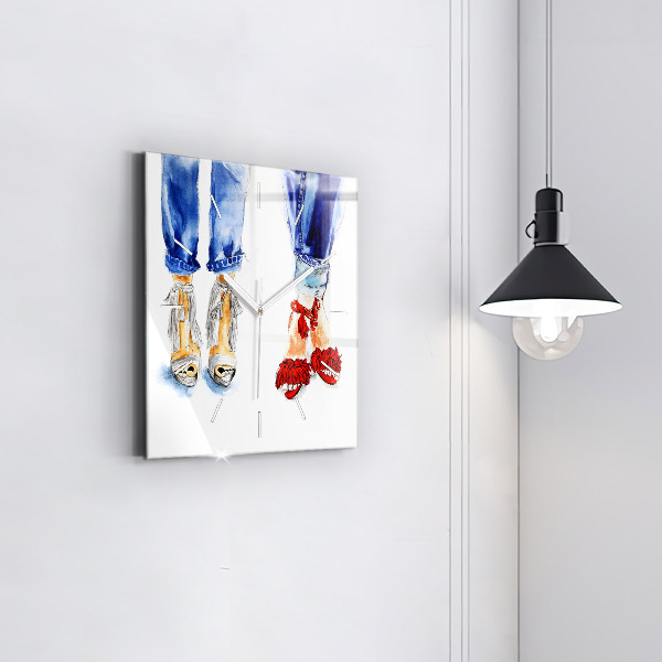 Zegar na ścianę kwadratowy Kobiece Szpilki