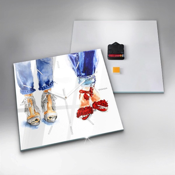 Zegar na ścianę kwadratowy Kobiece Szpilki