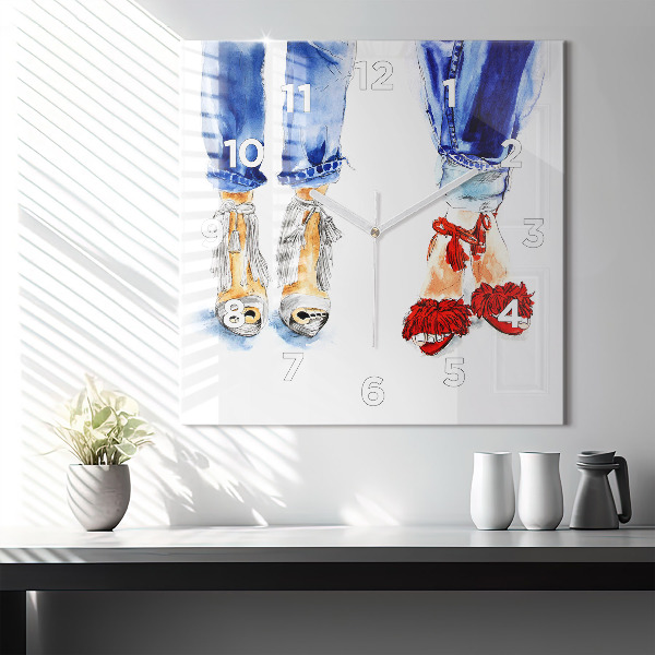 Zegar na ścianę kwadratowy Kobiece Szpilki