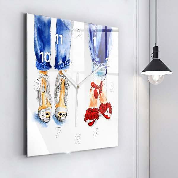 Zegar na ścianę kwadratowy Kobiece Szpilki