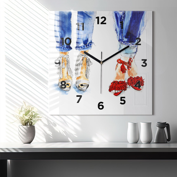 Zegar na ścianę kwadratowy Kobiece Szpilki