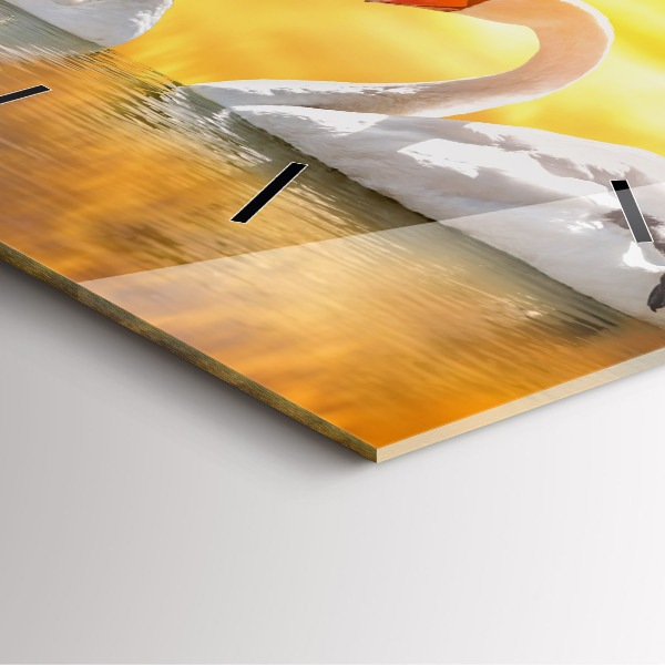 Zegar na ścianę kwadratowy Zakochane łabędzie