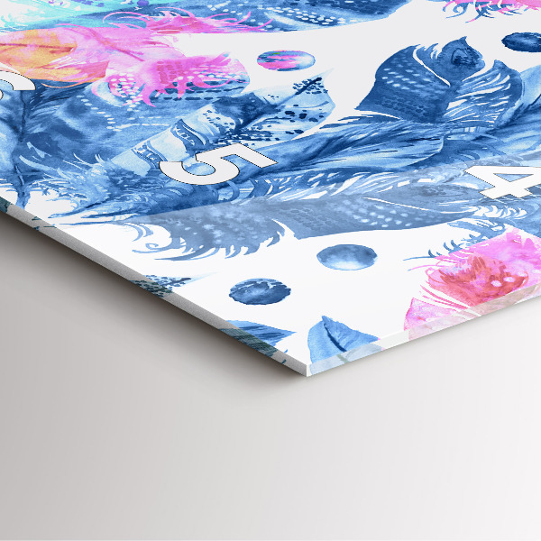 Zegar na ścianę kwadratowy Kolorowe pióra