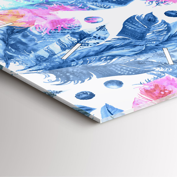 Zegar na ścianę kwadratowy Kolorowe pióra