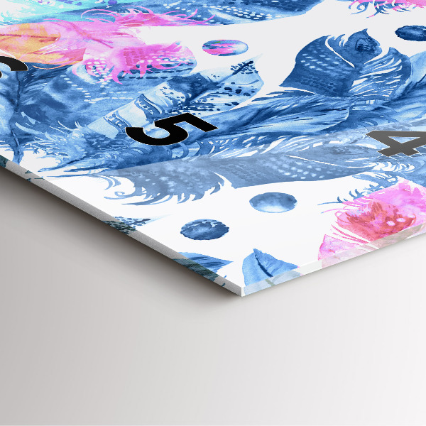 Zegar na ścianę kwadratowy Kolorowe pióra