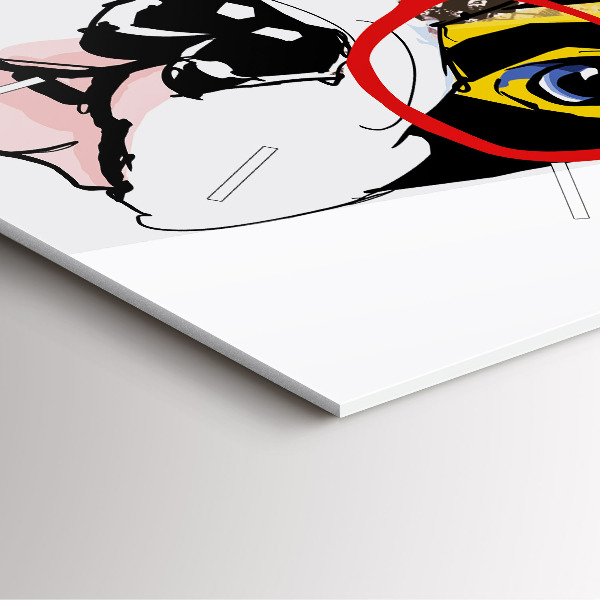 Zegar na ścianę kwadratowy Buldog francuski w okularach