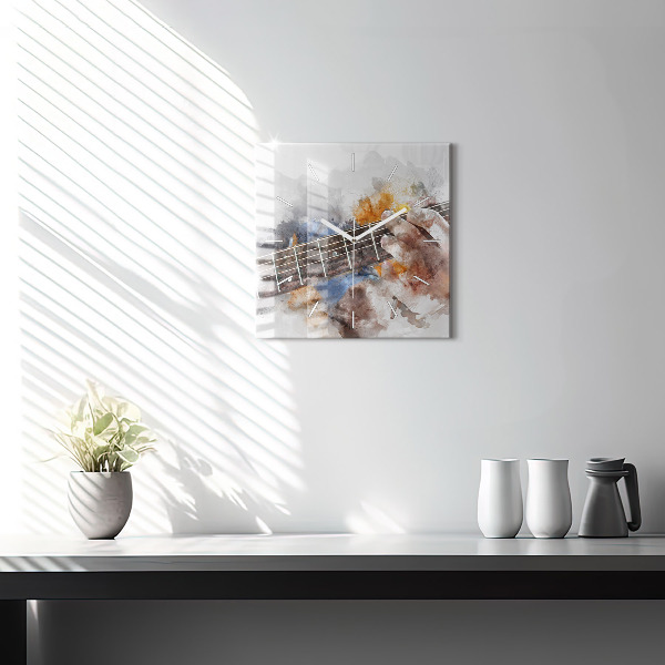 Zegar na ścianę kwadratowy Grafika gitary