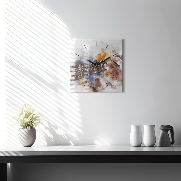 Zegar na ścianę kwadratowy Grafika gitary