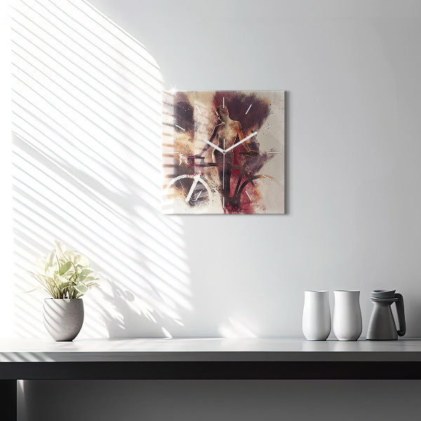 Zegar na ścianę kwadratowy Kobieta i rower