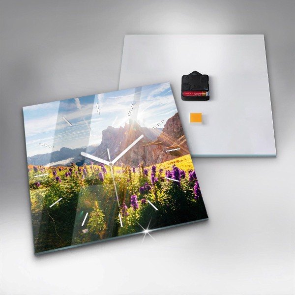 Zegar ścienny kwadratowy Łąka Lawenda