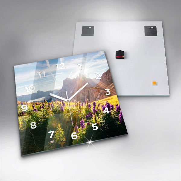Zegar ścienny kwadratowy Łąka Lawenda