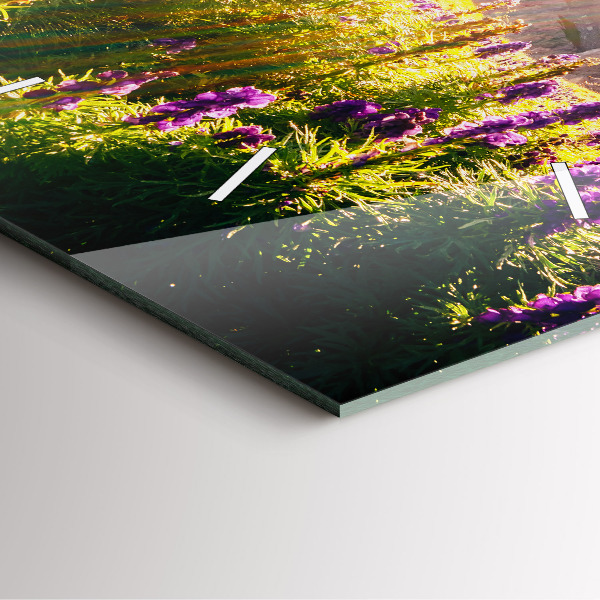 Zegar ścienny kwadratowy Łąka Lawenda