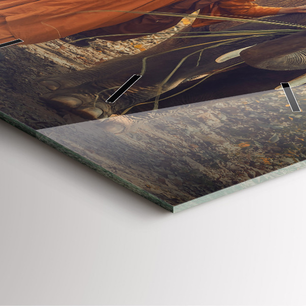 Zegar ścienny kwadratowy Mnich prowadzący słonie