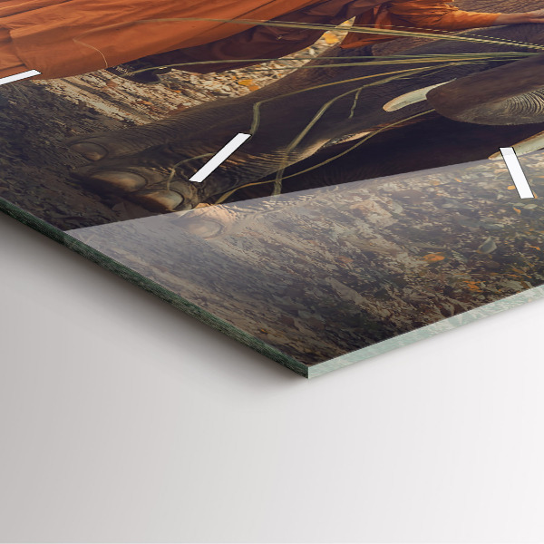 Zegar ścienny kwadratowy Mnich prowadzący słonie