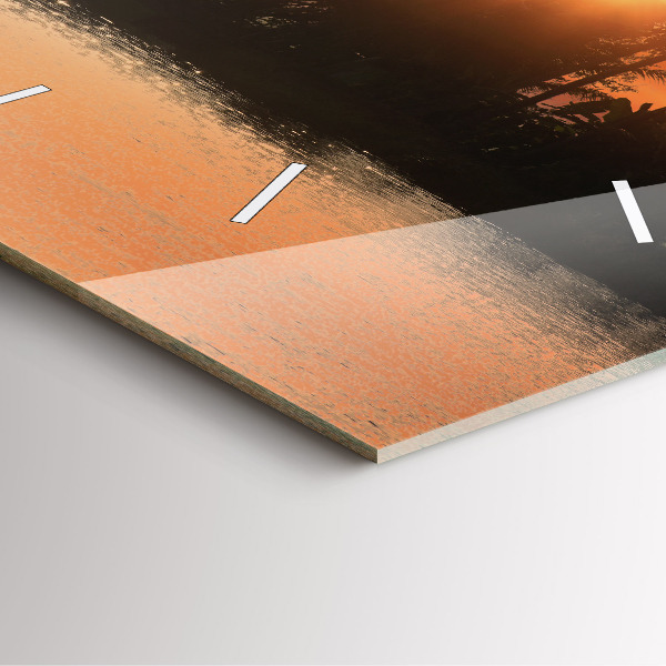 Zegar ścienny kwadratowy Zachód słońca i palmy