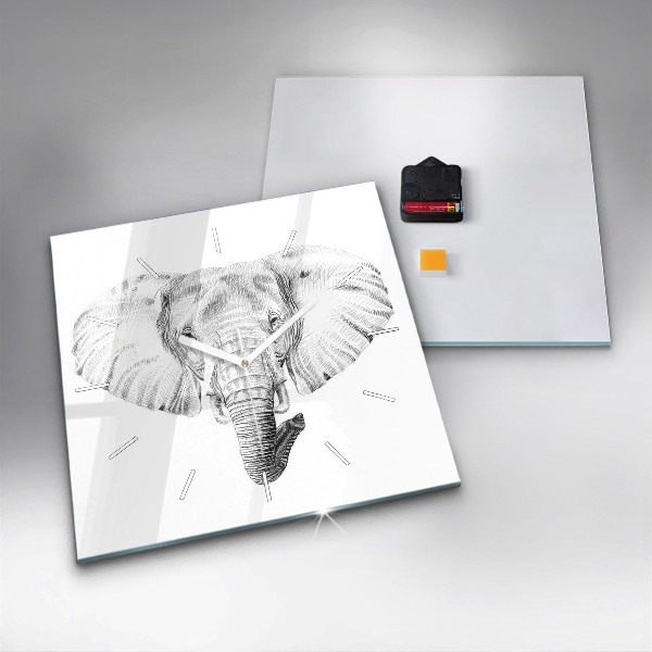 Zegar ścienny kwadratowy Graficzna głowa słonia