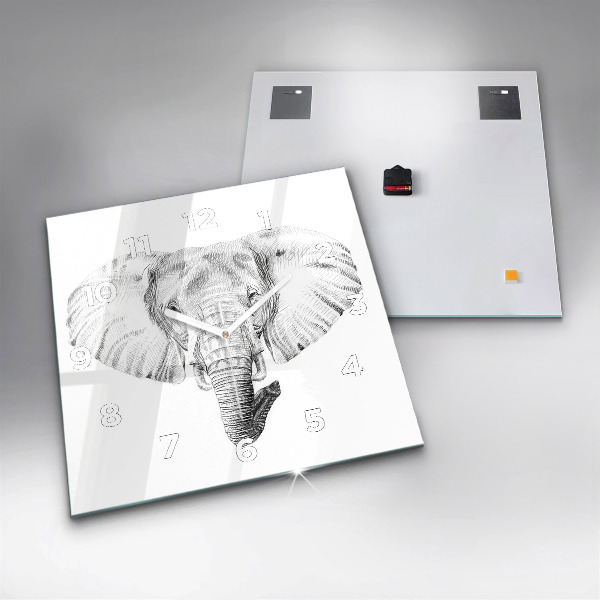 Zegar ścienny kwadratowy Graficzna głowa słonia